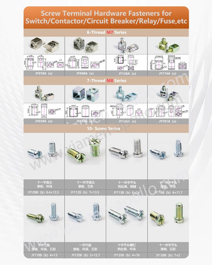 Screw Terminal Hardware Fasteners forSwitch/Contactor/Circuit Breaker/Relay/Fuse,etc Screw Terminal Hardware Fasteners forSwitch/Contactor/Circuit Breaker/Relay/Fuse,etc