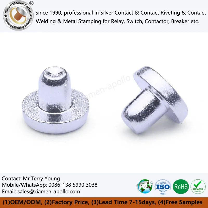 Verzilverde koperen contacten