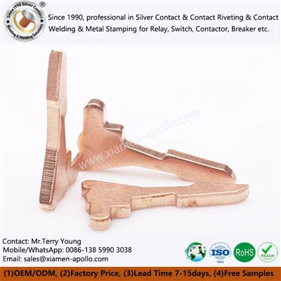Gestempelde koperen onderdelen die in schakelaars worden gebruikt