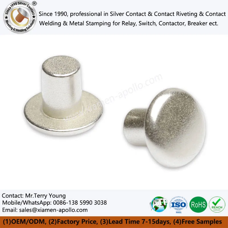 Vast zilveren contactklinknagel