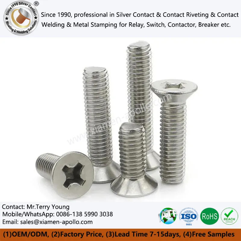 Schroeven van roestvrij staalplaat